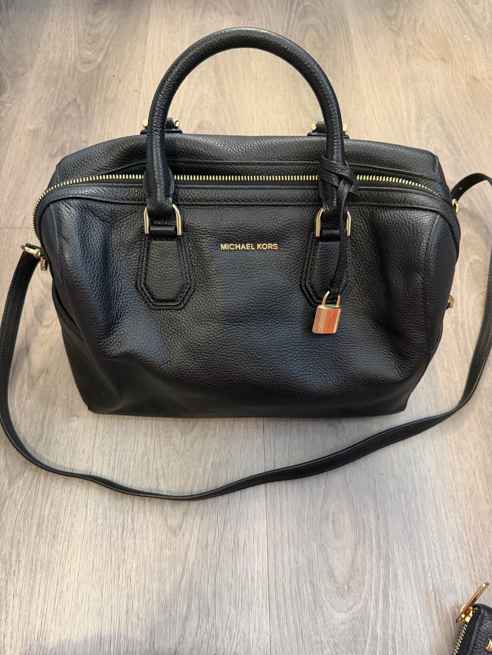Michael Kors Black Leather Dome Satchel And Micheal Kors Black Wallet